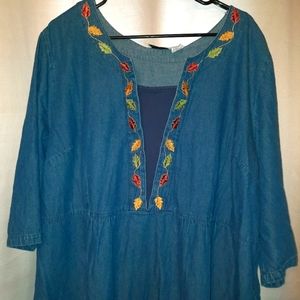 PHASES / Quarter Sleeve, Fall Jean Style Dress / With Pockets / size 2x, 22/24W